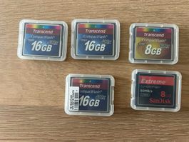 Speicherkarte CompactFlash, 3x 16 GB, 2x 8GB - neu