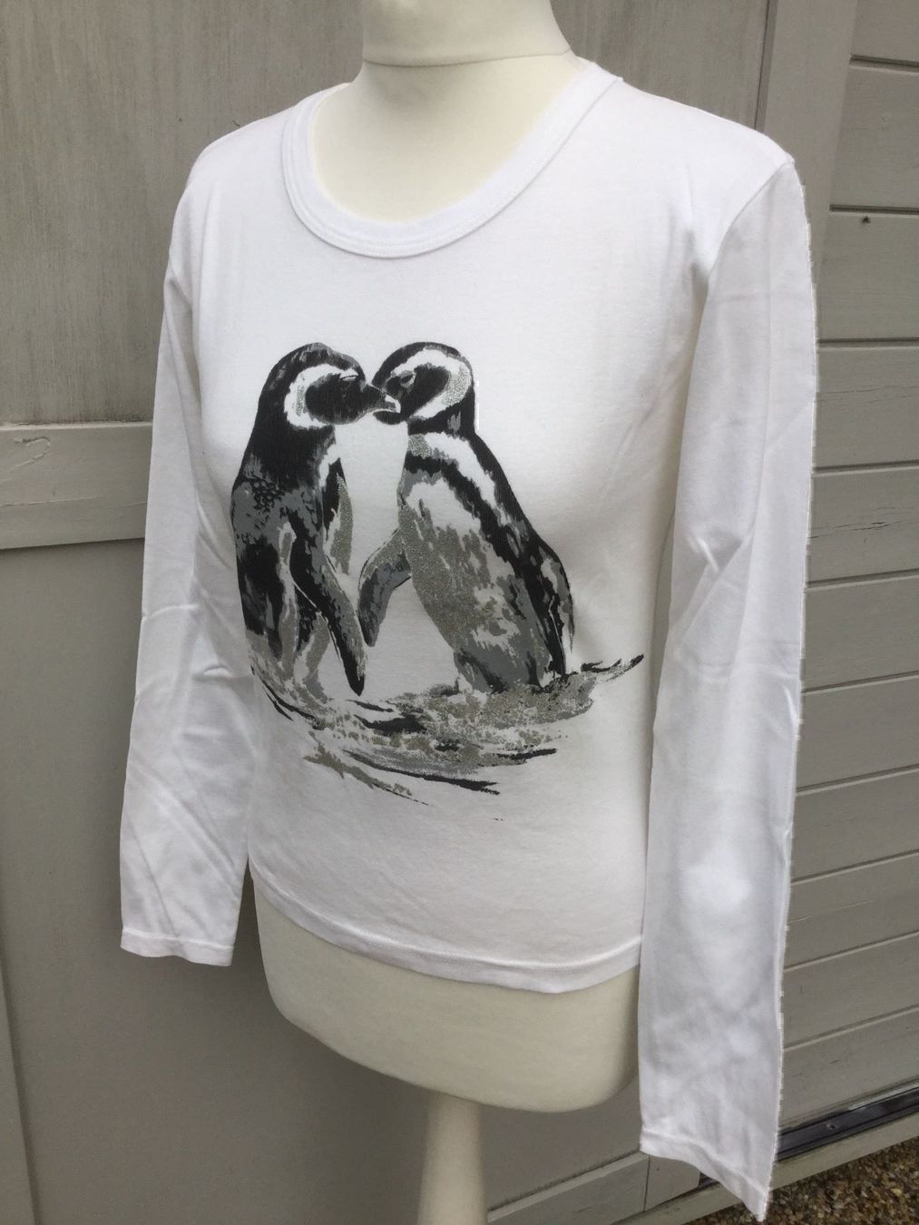 Tops: Sweat blanc motif PINGOUINS, taille M – Gebraucht aus Agiez von chouchanelle 7