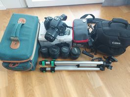 Canon EOS 600D Komplettset: 4 Objektiven, Stativ & Zubehör