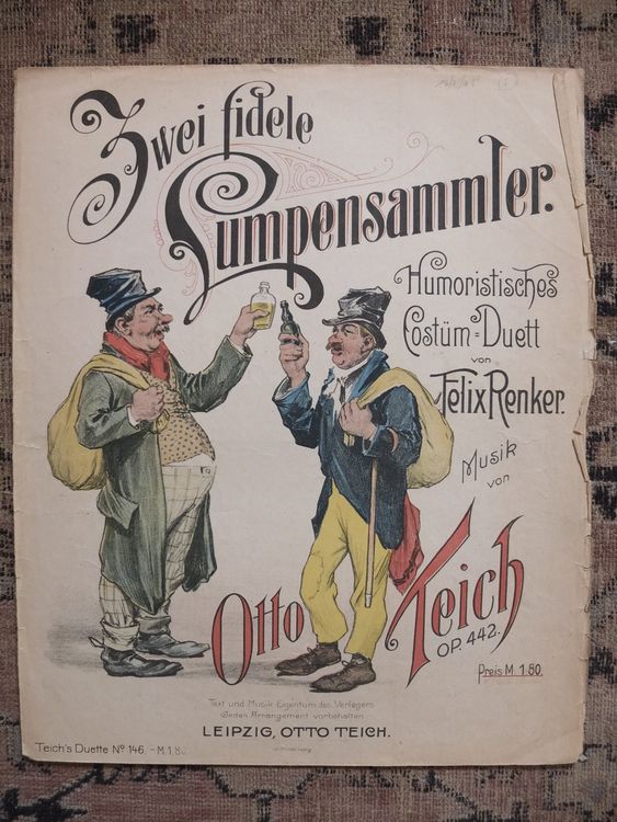 "Zwei fidele Lumpensammler" Noten/Tekst Otto Teich Leipzig Kaufen auf