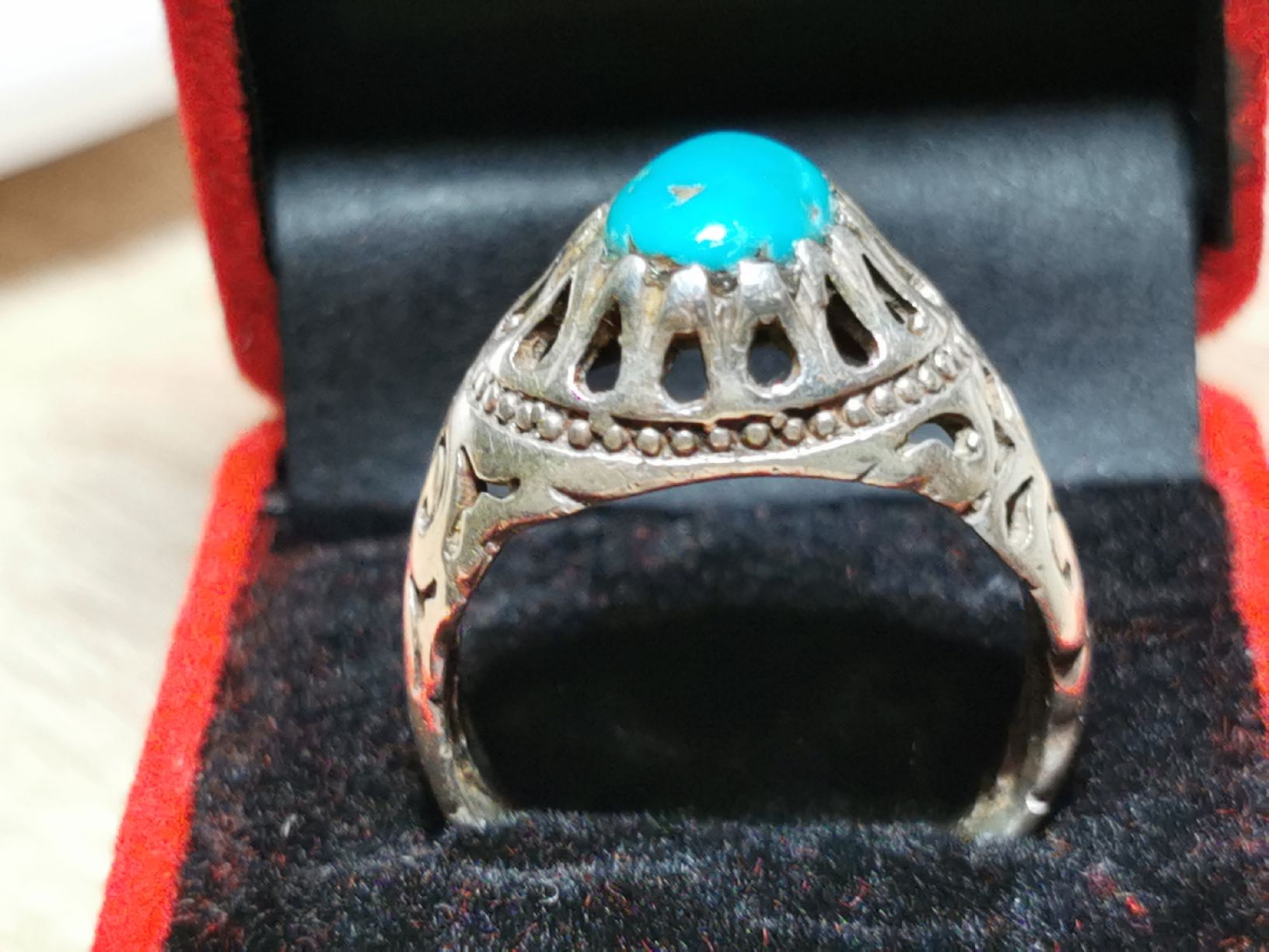 Anelli: Herren Silber Ring mit Türkis Durchmesser 20 mm – Usato da Schlieren venduto da vlalif 6