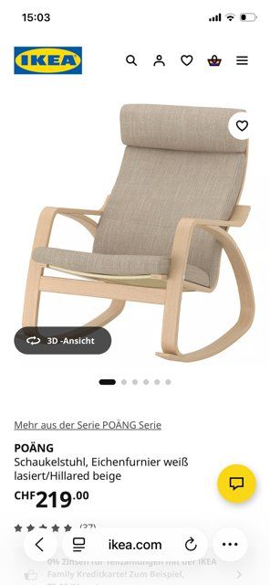 Ikea Poltrone: POÄNG Schaukelstuhl, Eichenfurnier Hillared - beige – Usato da Kaltenbach venduto da chr_b5ph 4