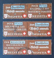 9-28-1 Timbres Helvetia oblitérés. Récupération 1942. Paires