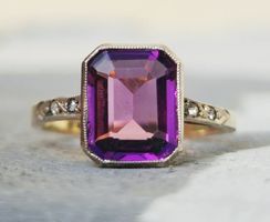 Sale✨Antiker Ring Amethyst Paste Gold 9ct 333