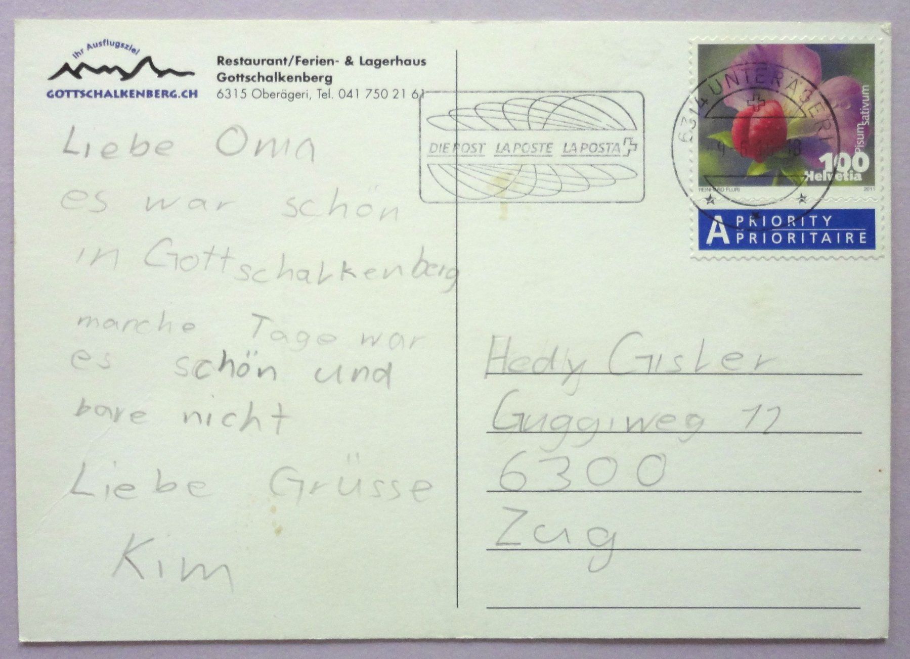 Cartoline postali: Restaurant Gottschalkenberg, Oberägeri – Usato da Fétigny venduto da Billy2miny 1