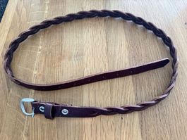 Neuer brauner Ledergürtel, geflochten, 2cm breit, 108cm lang