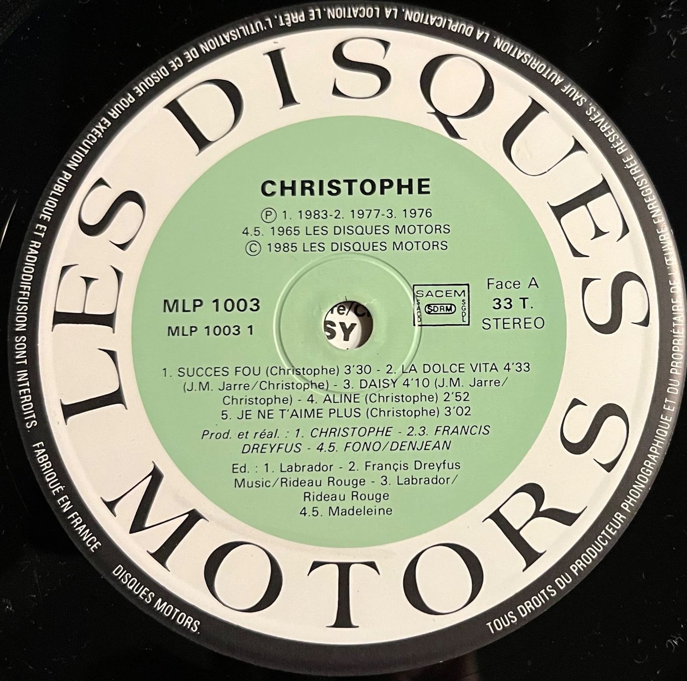 Vinyles: CHRISTOPHE - MES CHANSONS, MES PASSIONS - 33 Tours – D'occasion à Bussigny par vinyl-pas-cher 2