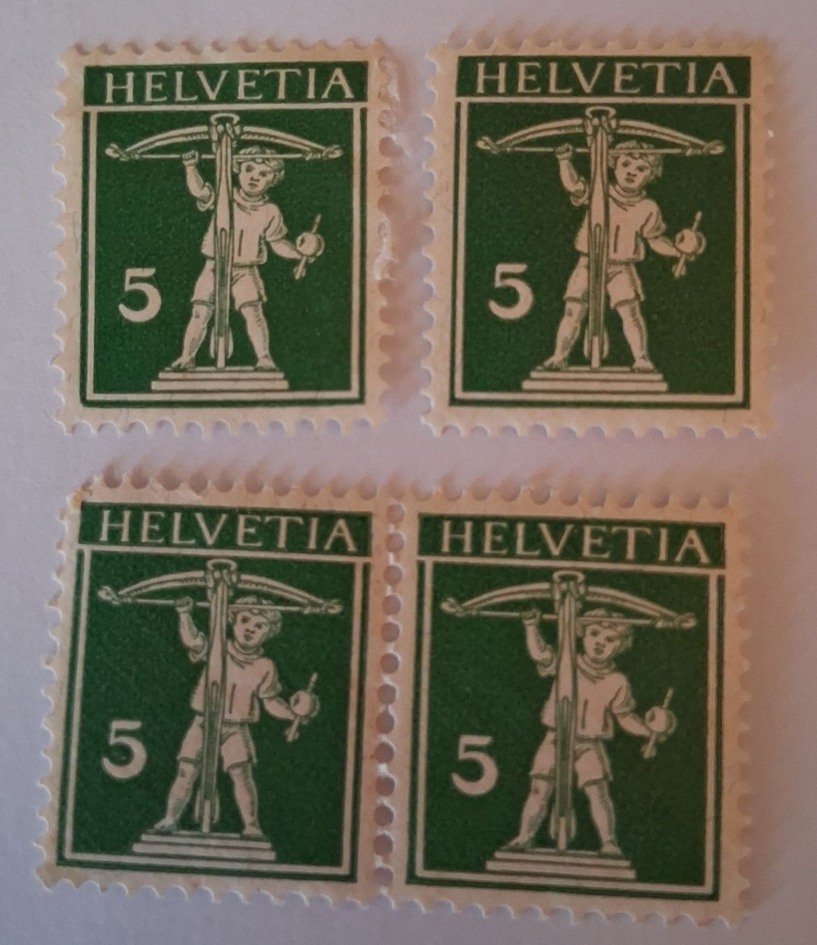 Tutti i francobolli: Tellknabe 5 Rappen, postfrisch, 4 Stück – Usato da Stalden (Sarnen) venduto da Salina_23