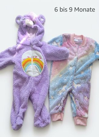 2 Baby Strampler kostüm Plüsch bunt Grösse 6 bis 9 Monate