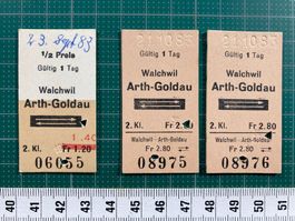 3 Billette Walchwil - Arth-Goldau, 1983, Bahn, SBB