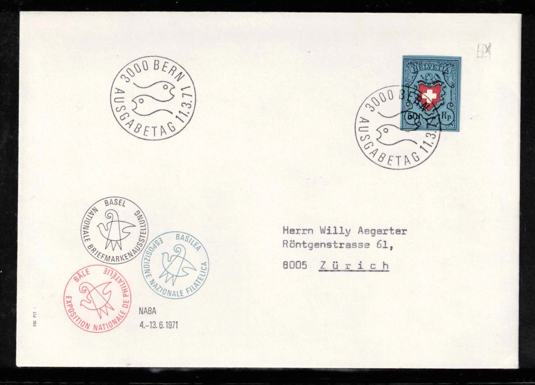 Tutti i francobolli: 1971, NABA Blockausschnitt W44 auf FDC – Nuovo (secondo la descrizione) da Nuglar venduto da Stamp88