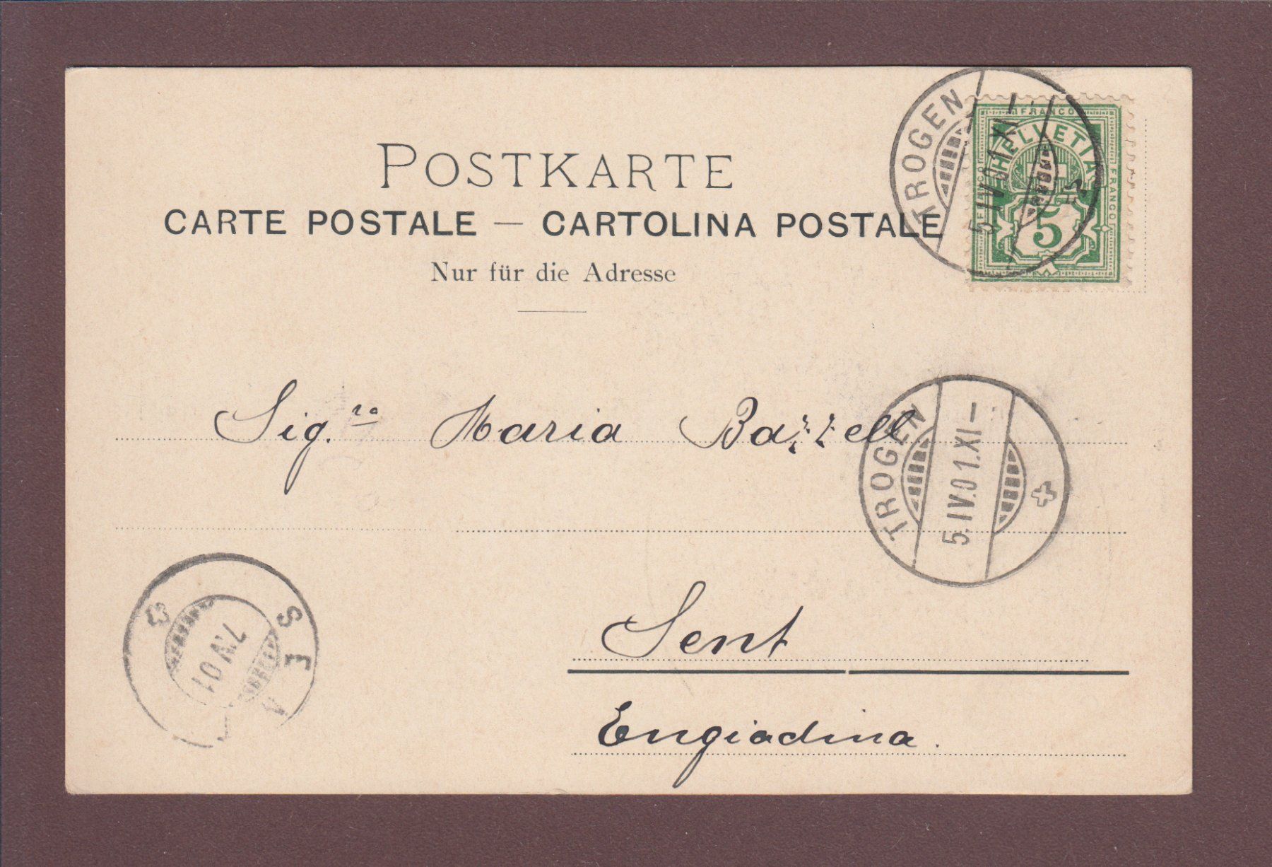 Cartoline postali: Kantonsschule TROGEN - 1901 – Usato da Pully venduto da nicecards 1