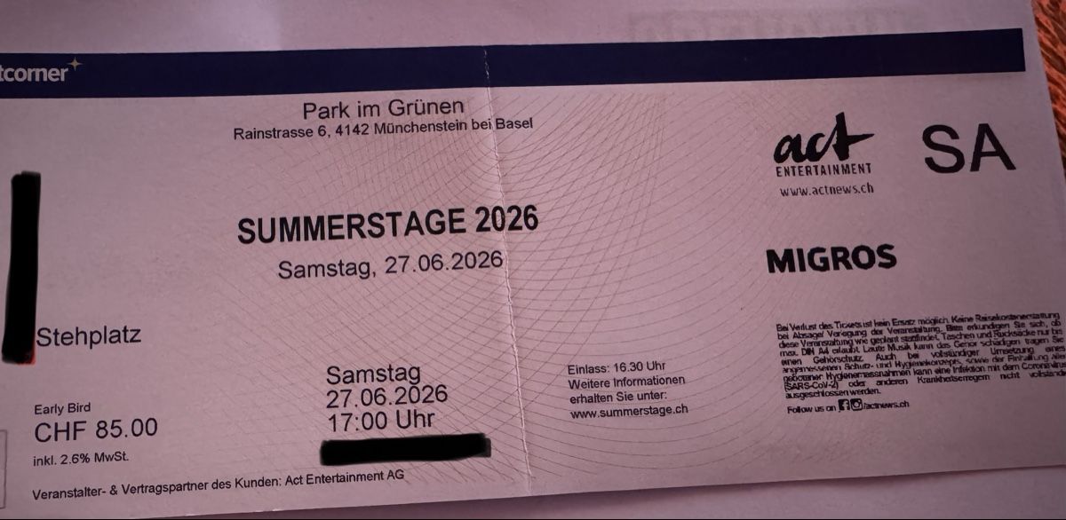 Biglietti: 1 Stehplatz Ticket Summerstage 27.06. mit Trauffer – Nuovo (secondo la descrizione) da Waldenburg venduto da Buddi82 1
