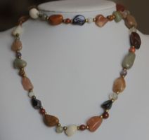 AUS NACHLASS: Mega Multi Color Edelstein Kette Collier 75 cm