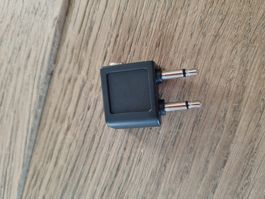 Adaptateur audio avion 2 broches vers 3.5 mm noir NEUF