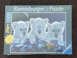 3 Leuen Puzzle / mit Nachtleuchtfarbe! / Schimmel / 70x50