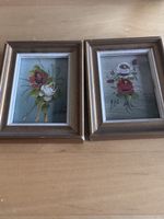 2 Charmante peinture à l'huile vintage - Nature morte fleurs