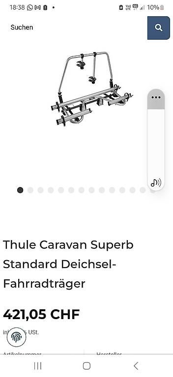 Barres de toit: Thule Caravan Superb Fahrradträger – D'occasion à Einsiedeln par Marcstr87 4