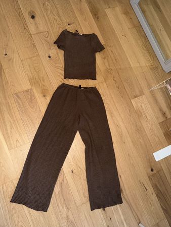 H&M Set Oberteil und Hose braun Grösse XS getragen