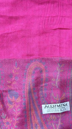 Châle Pashmina 100%  rose motif cachemire 185x70cm