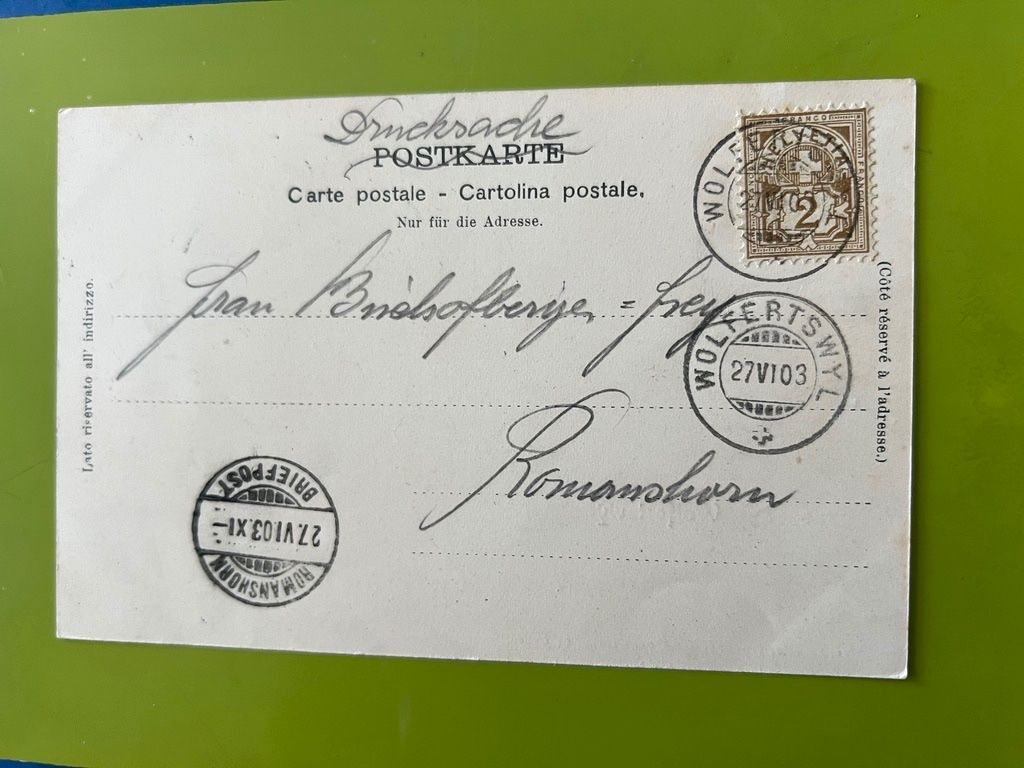 Ansichtskarten: Alte Ansichtskarte Gruss aus Wolfertswyl  1903 – Gebraucht aus Steinach von Momoco 1