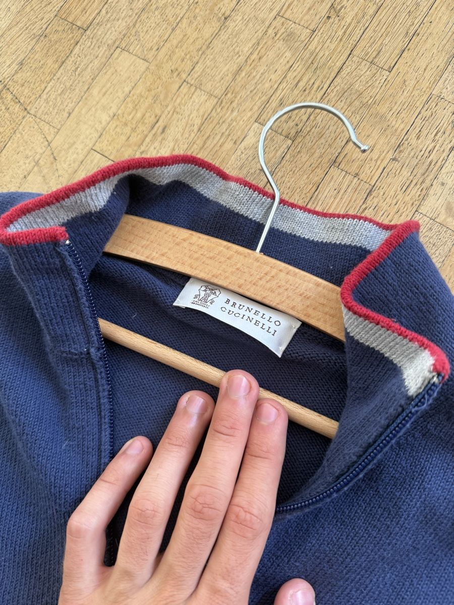 Brunello Cucinelli Maglioni & Felpe: Brunello Cucinelli Navy Quarter Zip – Usato da Genève venduto da SG_73 2