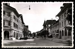 AK Langenthal, Straßenpartie mit Geschäften