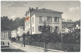 LUGANO Paradiso: Quartierstrasse mit Hotel Flora 1918