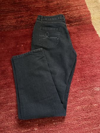 Schwarze Damen Jeans mit Strass, Gr. 20,Bootcut