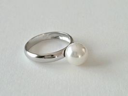 Zeitloser Silber (925) Perlenring - Neu