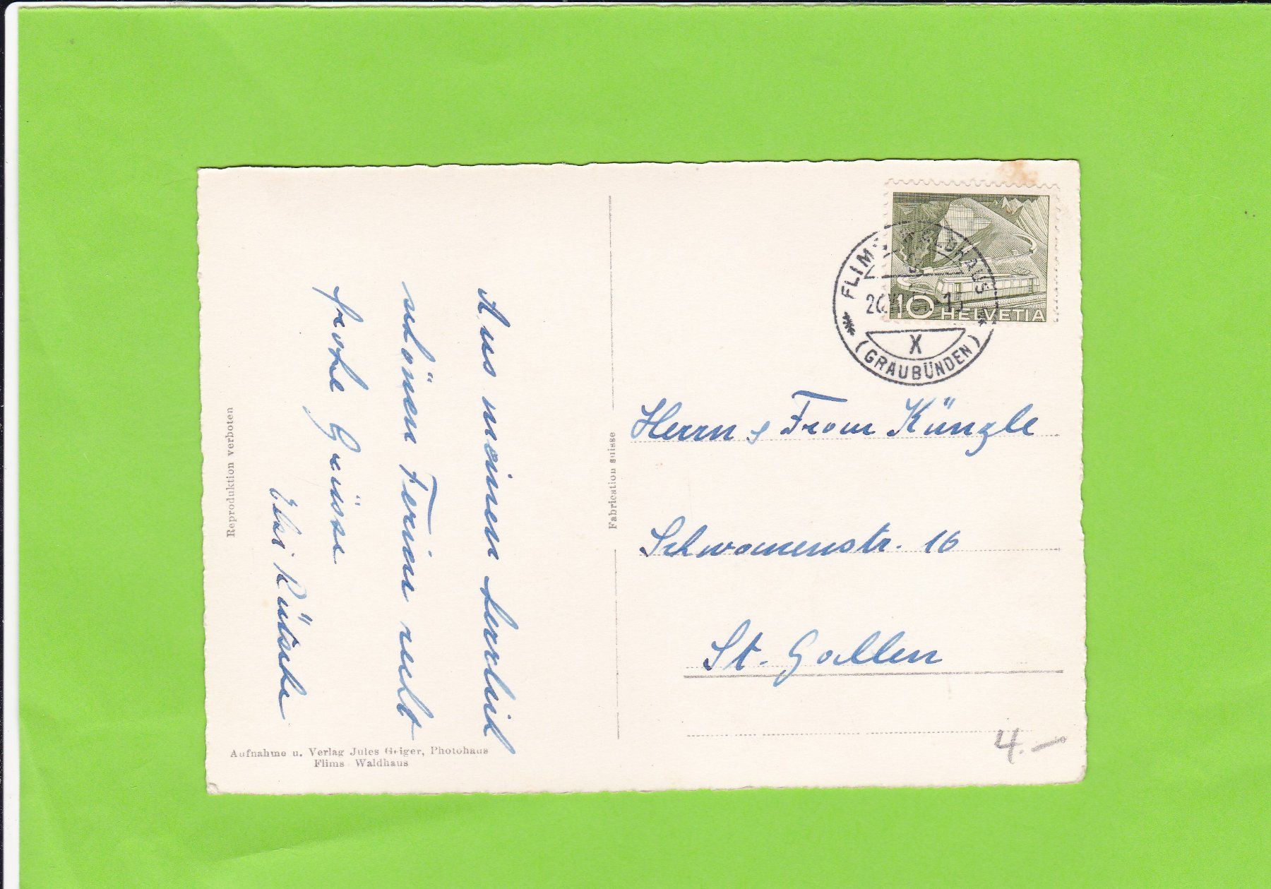 Cartoline postali: Flims-Sesselbahn, weidende Kühe – Usato da St. Peterzell venduto da neckertal 1