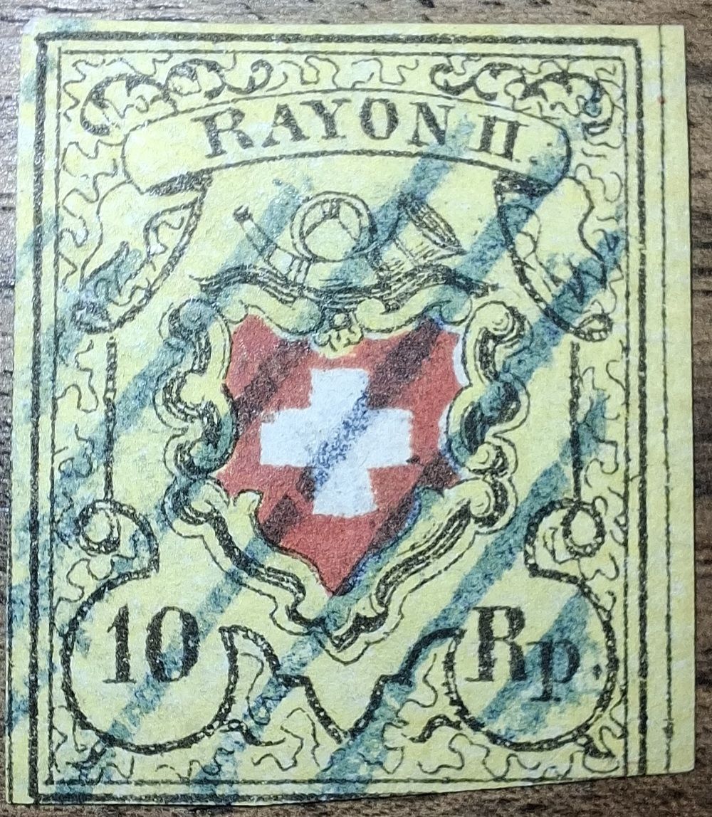 Tutti i francobolli: Rayon Typ 16 E - LU blaue Raute mit Befund  – Usato da Balgach venduto da SIMEON27
