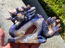 HQ Blauer Blumenachat Drache C 296g