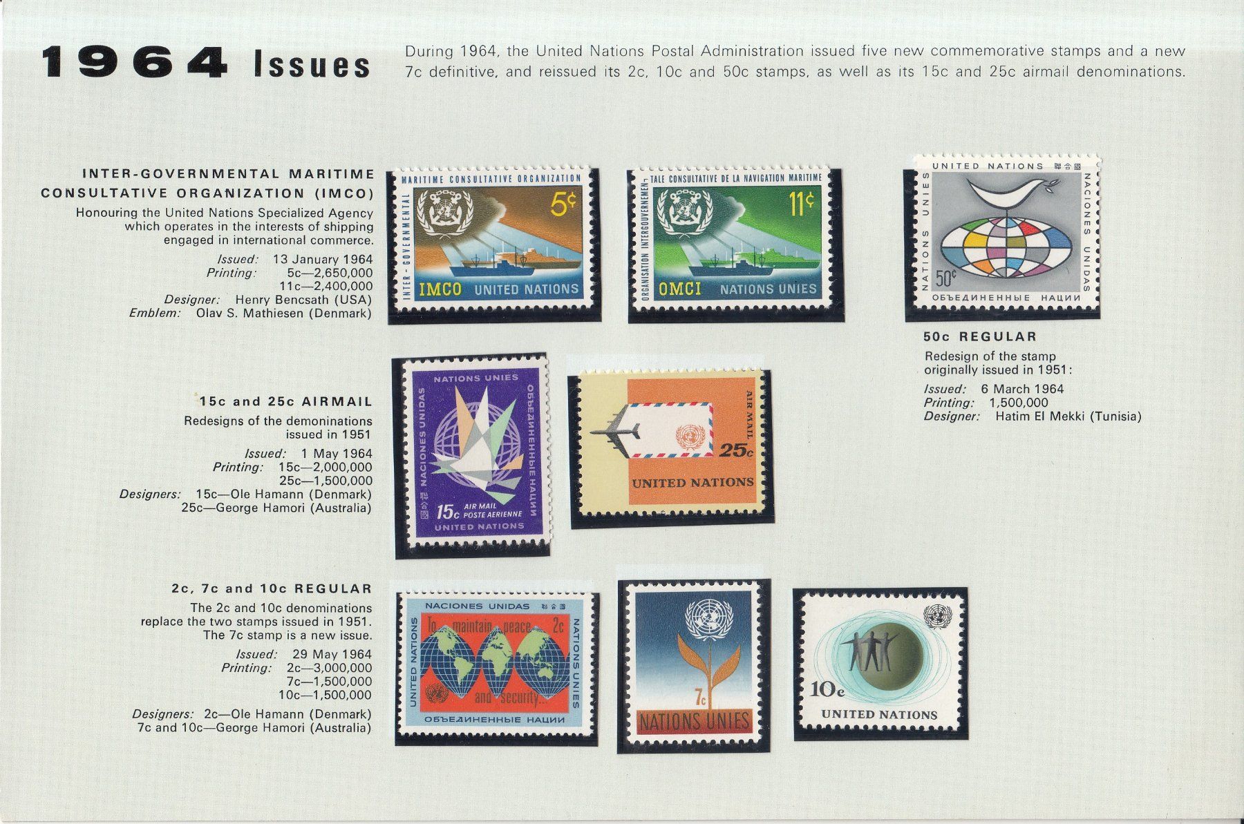 Tutti i francobolli: Uno New York Souvenir-Folder 1964 postfrisch – Usato da Bürglen TG venduto da StampGraf 1