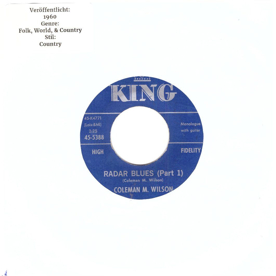 Dischi in vinile: COLEMAN M. WILSON – Usato da Bassersdorf venduto da house-of-vinyl