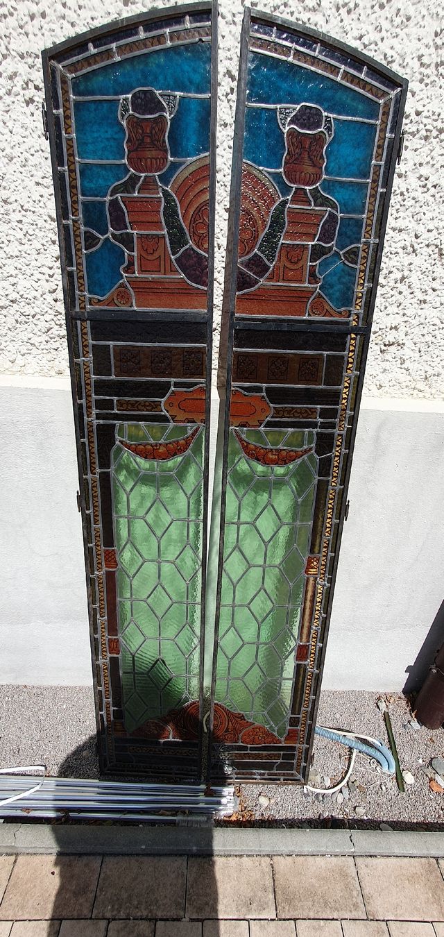 Fenster: Jugendstil Fenster, Bleiglasfenster, Antik, Zwei Stück – Gebraucht aus Utzenstorf von Filetto 2