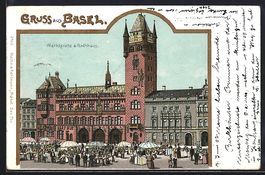 Litho Basel, Marktplatz und Rathaus