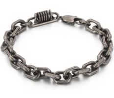 UNISEX GLIEDER ARMBAND EDELSTAHL DUNKELGRAU ELEGANT BIKER