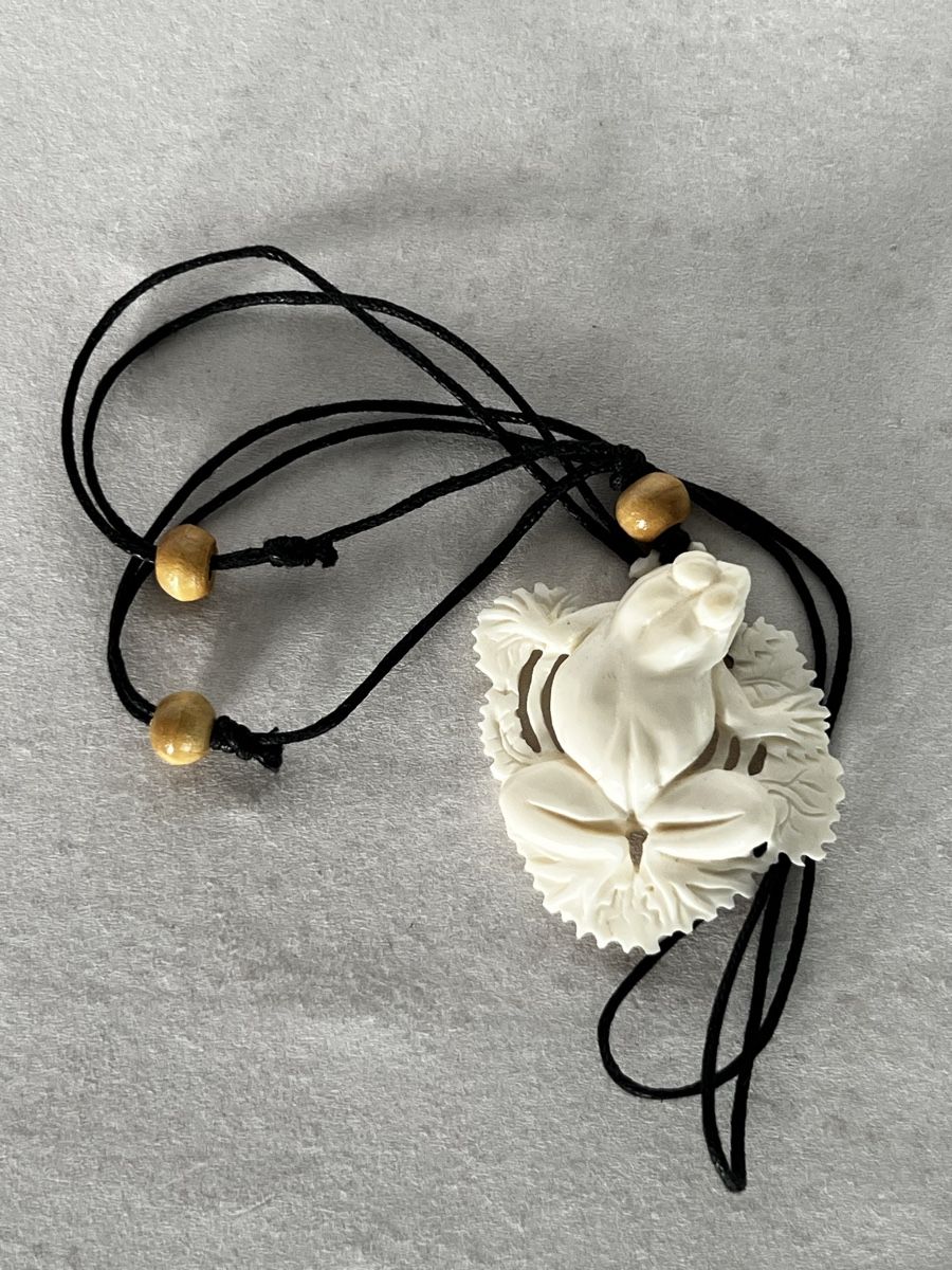 Catenine: Hand-Carved Bone Frog Pendant Necklace Frosch Knochen – Nuovo (secondo la descrizione) da Moehlin venduto da Balirain 8