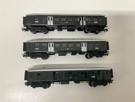Märklin H0, 4015/4017 drei SBB Blechwagen, leicht Bespielt