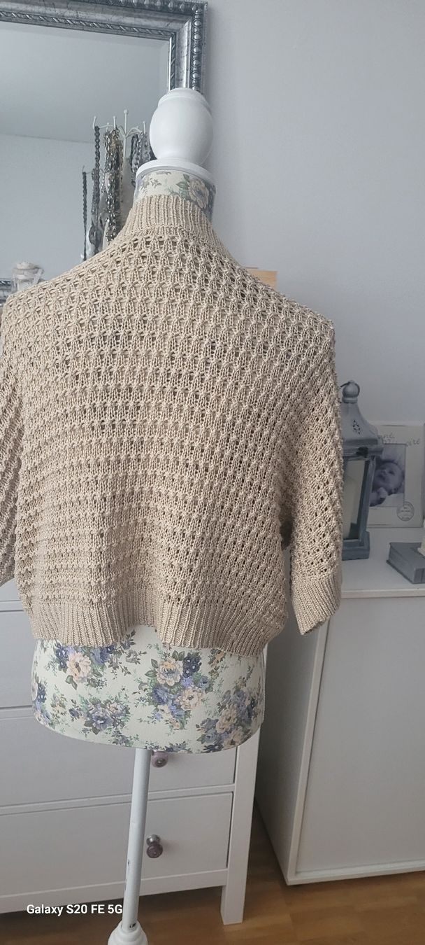 H&M Bolero: Strickjacke Cardigan Beige mit Glitzer Gr.L – Usato da Oberaach venduto da Svea11 3
