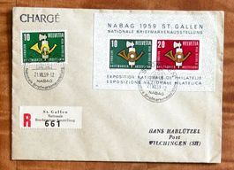 1959, Combo-Brief mit NABAG-Block und der Werbemarke