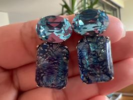 Vintage Ohrclips blau