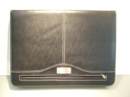 Leder-Schreibmappe, Aktentasche, Dokumentenmappe, schwarz