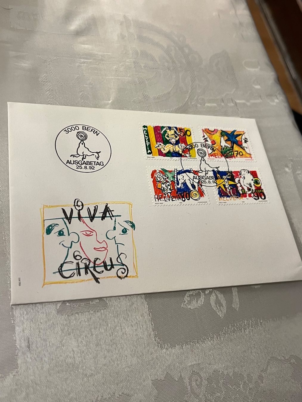 Tutti i francobolli: Ersttagsbrief FDC Zirkus 1992 Circus Viva – Nuovo e nell'imballaggio originale da Zürich venduto da engebrunau