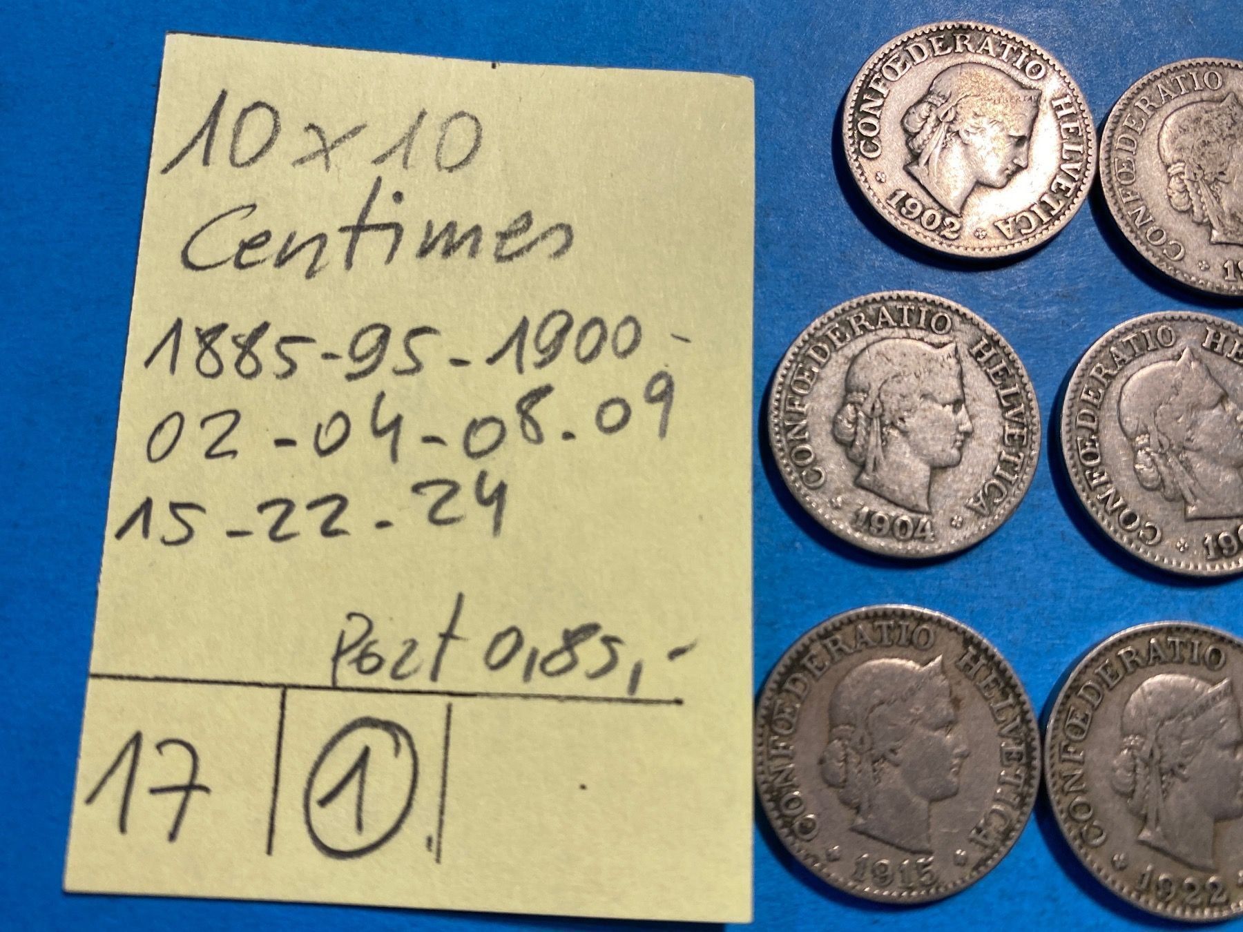 Tutti le monete: 10 X 10  CENTIMES 1885 à 1924 – Usato da genève venduto da GEnumist 1
