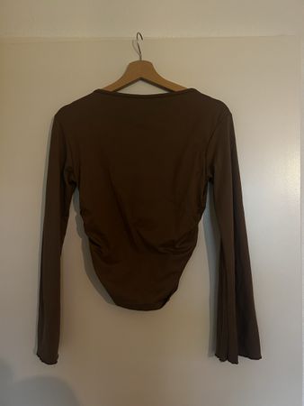 Langarmshirt braun gerafft Damen