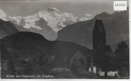 Kirche von Unterseen mit Jungfrau