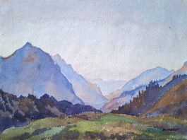 Aquarell Ferdinand Meyer-Streiff Ratzmatt Glarus 1955
