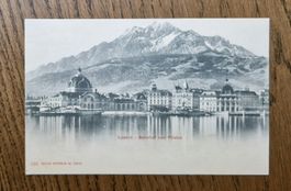 AK Luzern,  Bahnhof und Pilatus, um 1900
